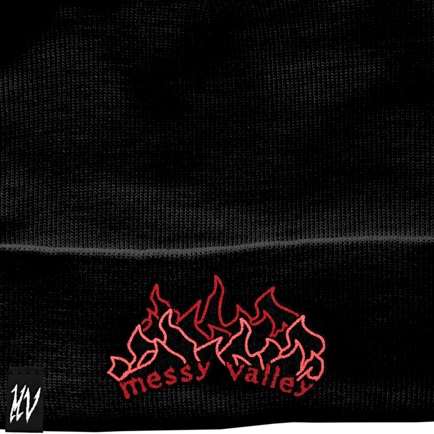 Embroidered Flame Beanie